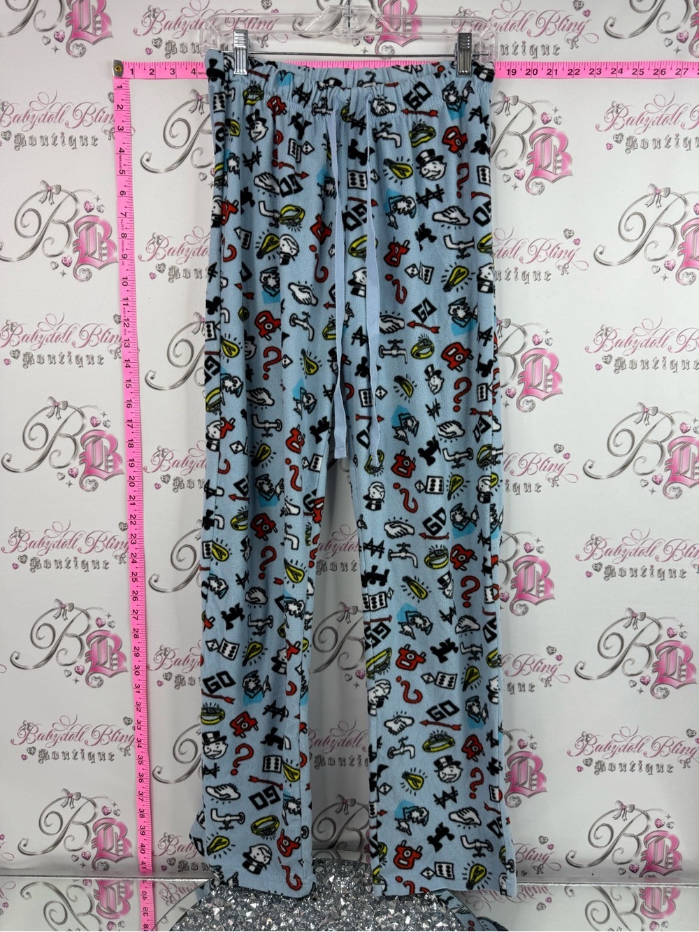 Monopoly fleece pants 2021 Blue Patterned Pajama Pants - Soft Cozy Sleepwear